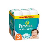 PAMPERS, PELENE ACTIVE BABY MONTHLY PACK 3, 208 KOMADA