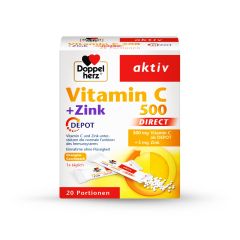 DOPPELHERZ, AKTIV, VITAMIN C 500 mg + CINK 5 mg, 20 DIREKT KESICA