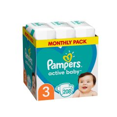 PAMPERS, PELENE ACTIVE BABY MONTHLY PACK 3, 208 KOMADA