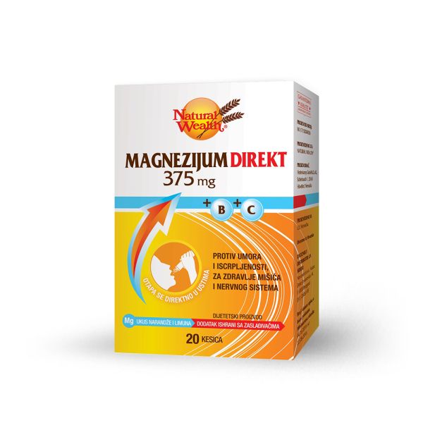 NATURAL WEALTH, MAGNEZIJUM DIREKT 375 mg + B + C, 20 KESICA