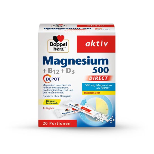 DOPPELHERZ, MAGNEZIJUM 500 + B12 + D3 DEPO, 20 DIREKT KESICA