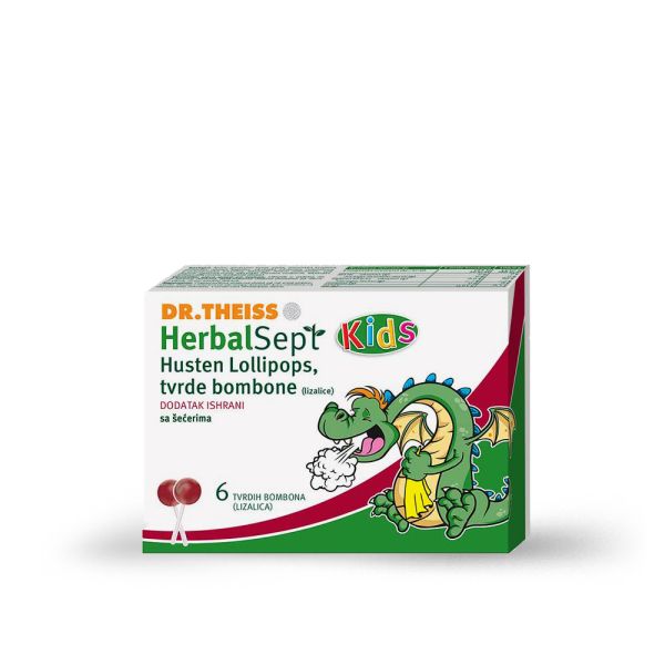 DR.THEISS, HERBALSEPT KIDS LIZALICA PR.KAŠLJA, 6 KOMADA