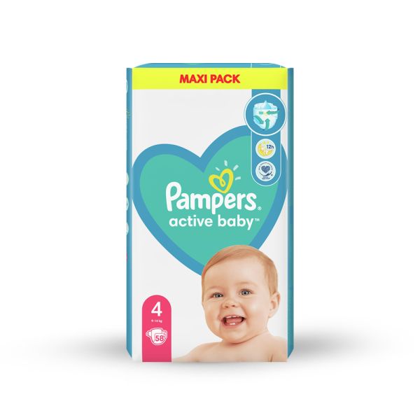 PAMPERS, PELENE ACTIVE BABY VPP4, 58 KOMADA