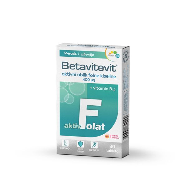 BETAVITEVIT, AKTIV FOLAT + VITAMIN B12, 30 TABLETA