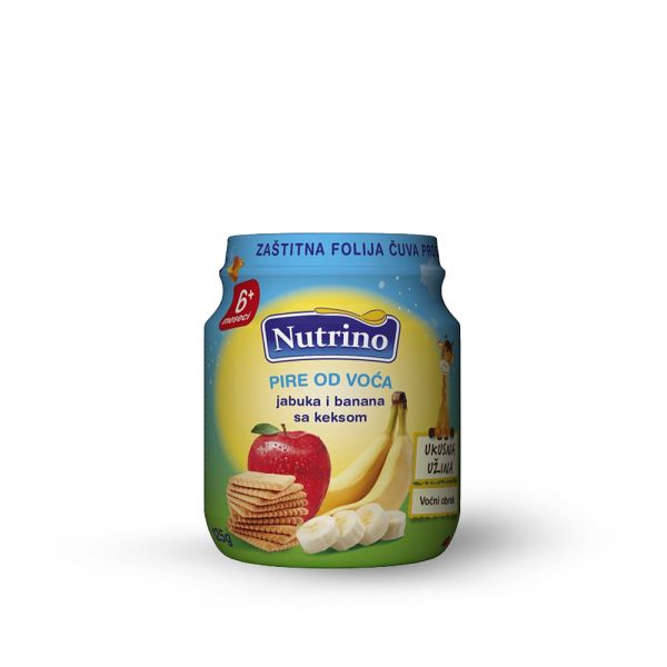 NUTRINO, PIRE OD VOĆA - JABUKA I BANANA SA KEKSOM, 125 g