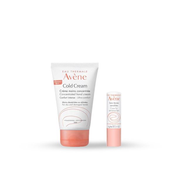 AVENE, COLD CREAM KONCENTRAT ZA RUKE, 50 ml + HRANLJIVI BALZAM ZA USNE, 4g